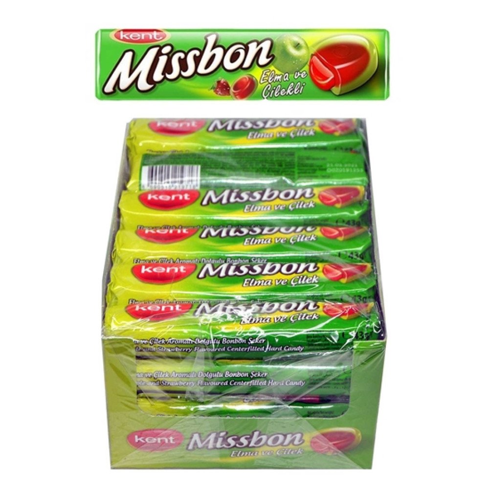 Missbon Şeker 43 Gr X 24Lü Paket Elma Ve Çilek Aromalı