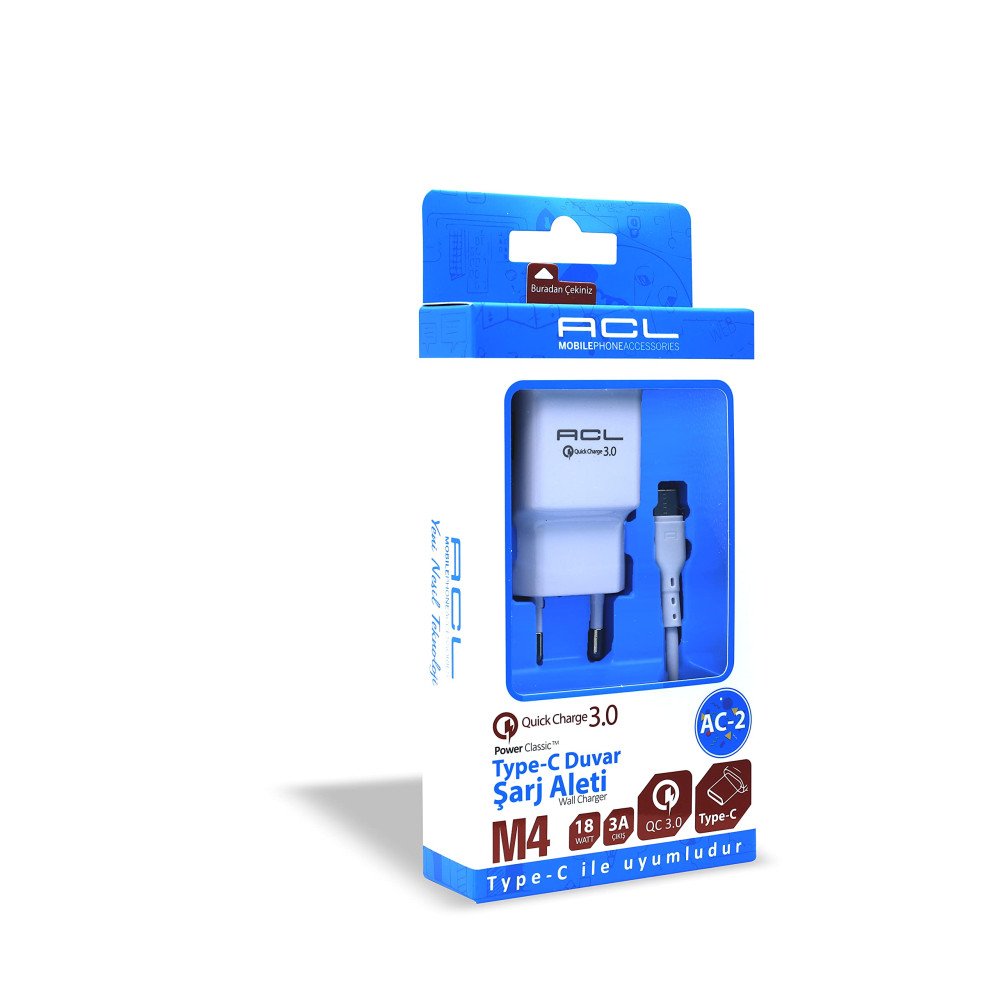ACL M4 HIZLI ŞARJ SET TYPE-C 18W 3.1A LKC-30 ACL M4 HIZLI ŞARJ SET TYPE-C 18W 3.1A LKC-30