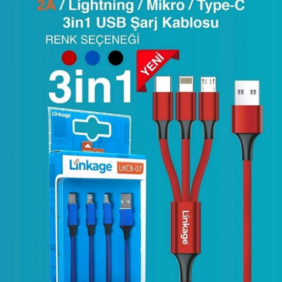 Lkcb-07 3İn1 Şarj Kablosu (İphone - Samsung - Yeni Samsung)