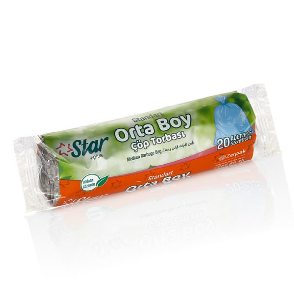 Star Plus Çöp Poşeti Orta Boy 10Lu Rulo 55*60Cm 80gr 50 x Adet