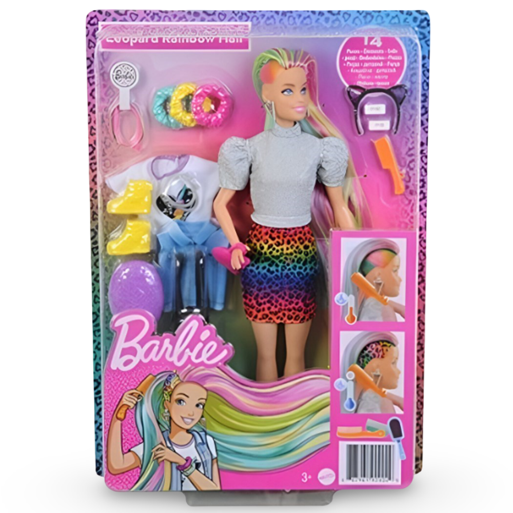 Barbie GRN81 Leopar Desenli Saçlar Bebeği