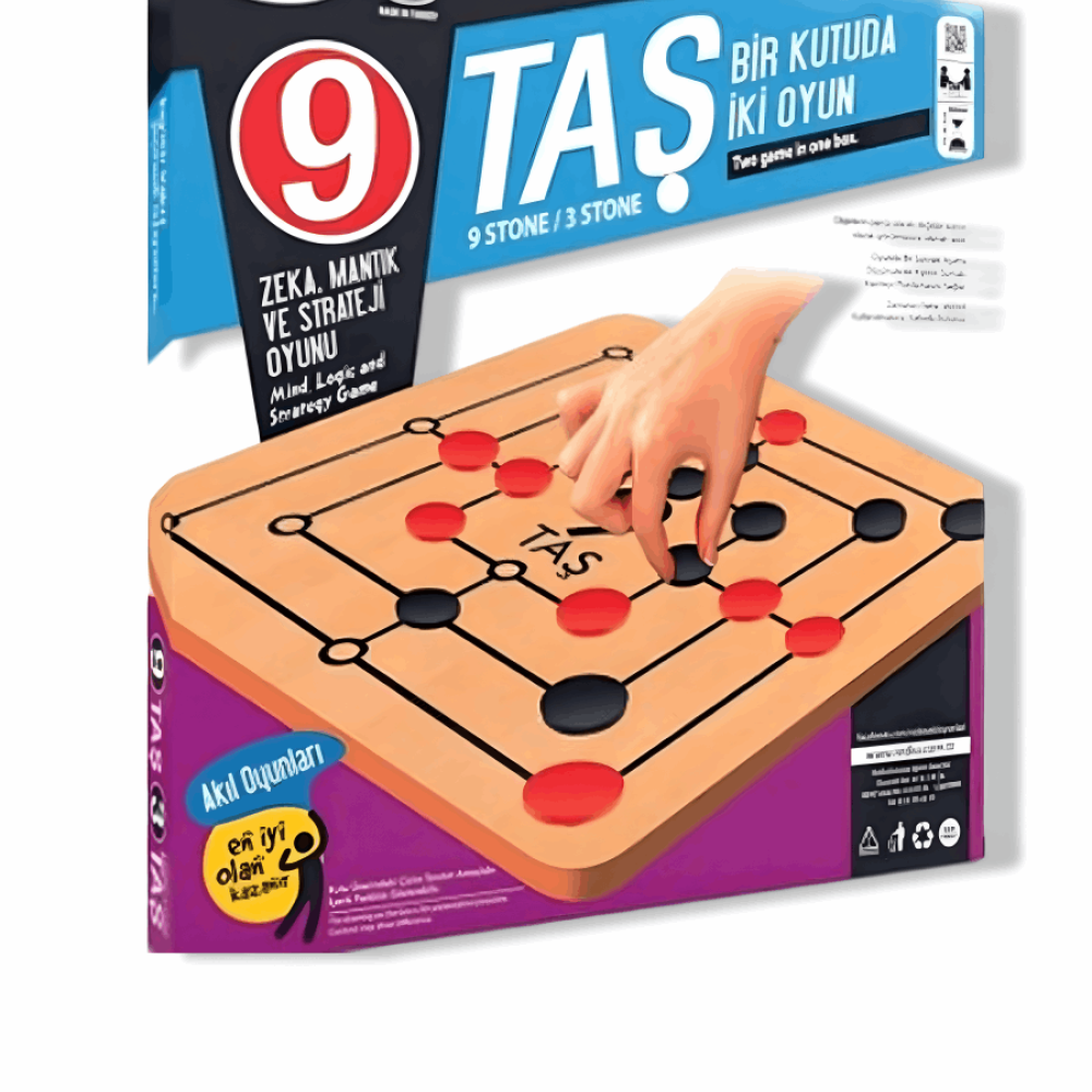 3Taş Ve 9Taş 7198  Ahşap Zeka Ve Strateji Oyunu