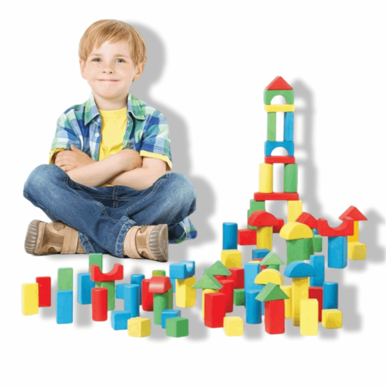 Wooden Bloks Ahşap Bloklar 100pcs