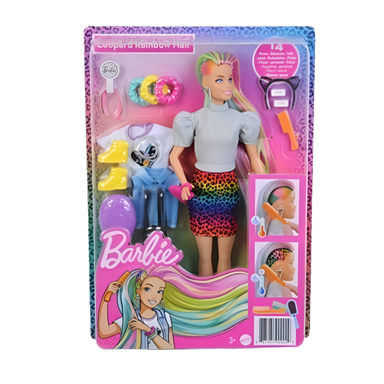 Barbie Grn81 Leopar Desenli Saçlar Bebeği