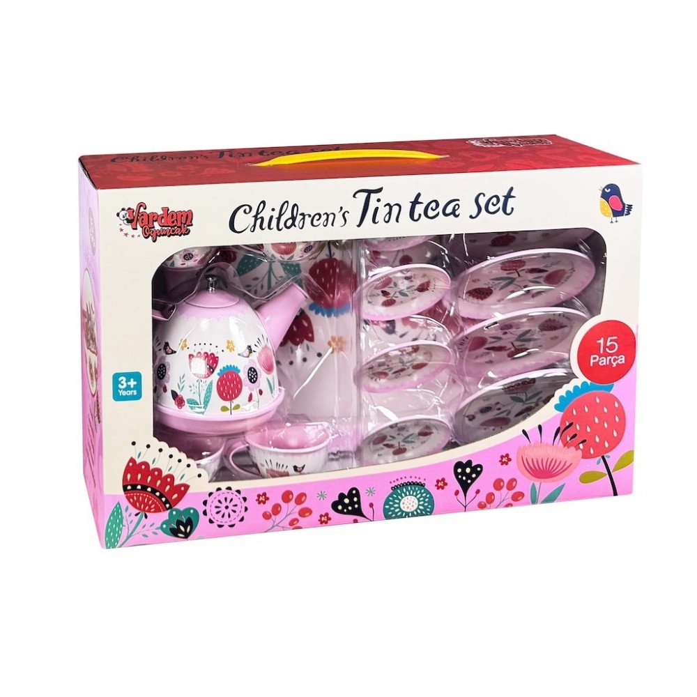 Vardem 998A-998B Çiçek Desenli Metal Çay Seti