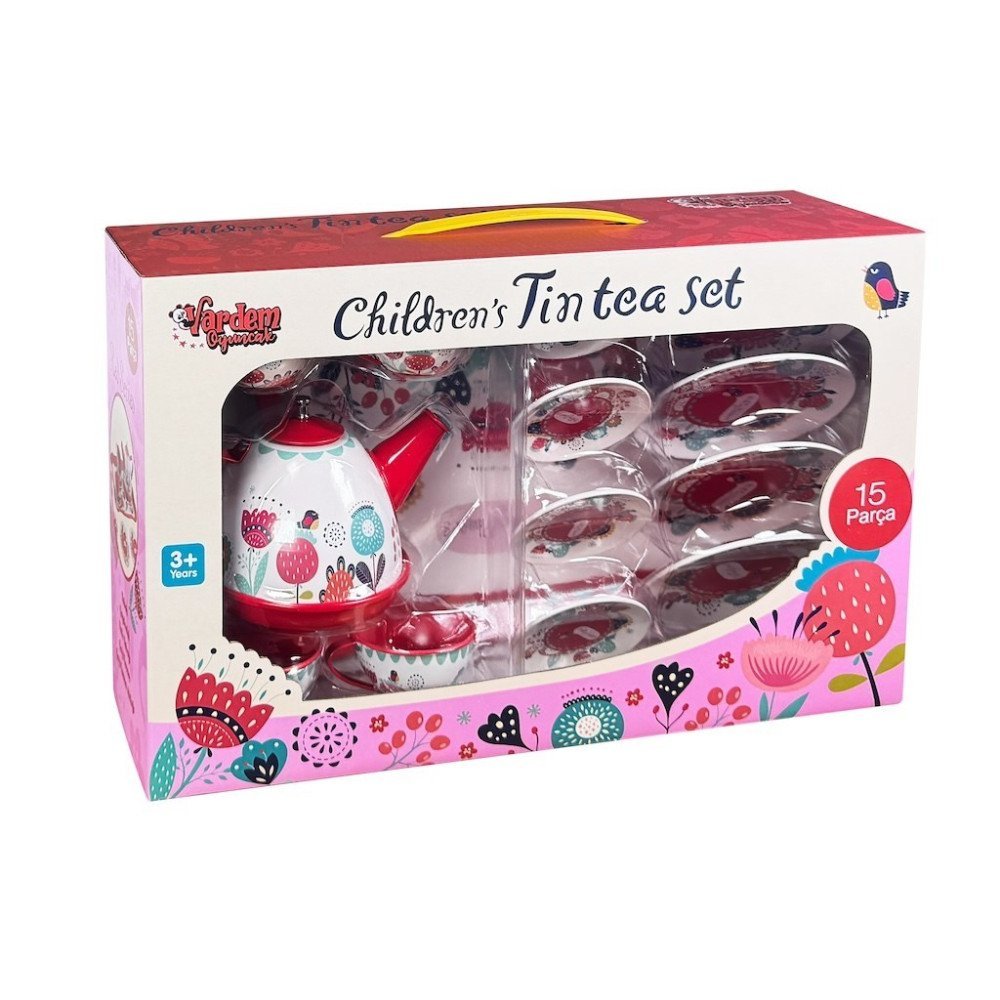 Vardem 998A-998B Çiçek Desenli Metal Çay Seti