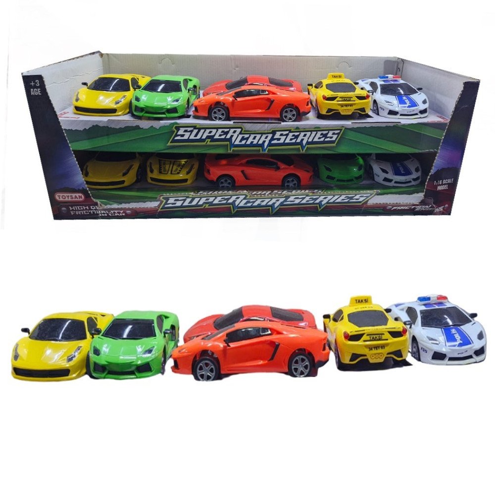 Toysan Toy84 1:16 Sürtmeli Araba Standlı 12li 