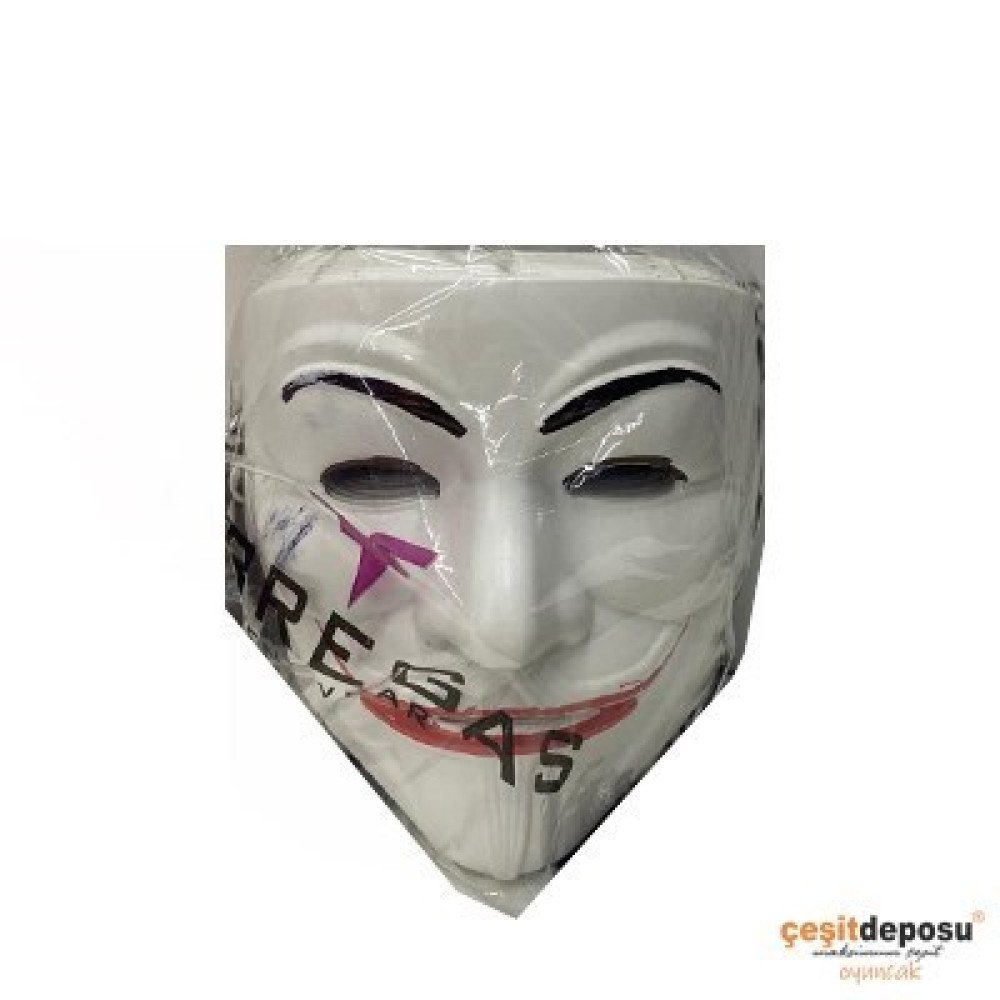 İpli Pvc Kırmızılı Beyazlı Maske 12li