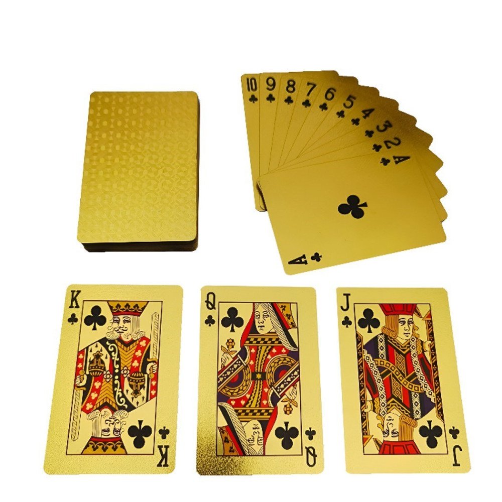 İskambil Kart Oyunu Pvc Altın Kaplama 52 Kart