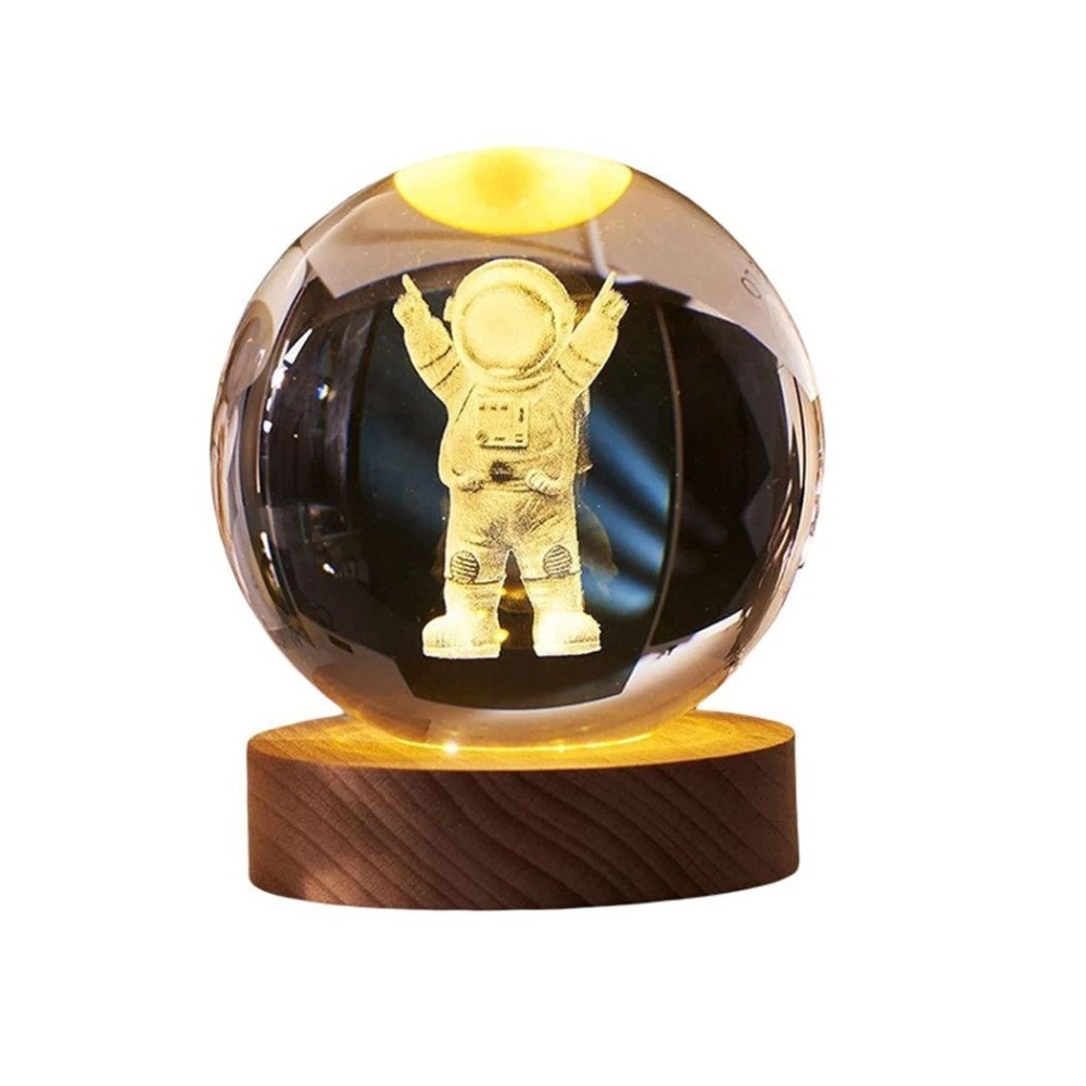 Kutulu 26D Işıklı Dönen 3D Standlı Cam Küre