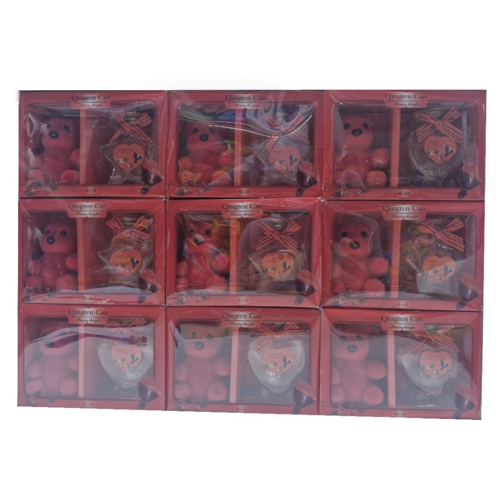 Kutulu 9M Ayıcıklı Işıklı Cam Şişe Hediyelik 14cm