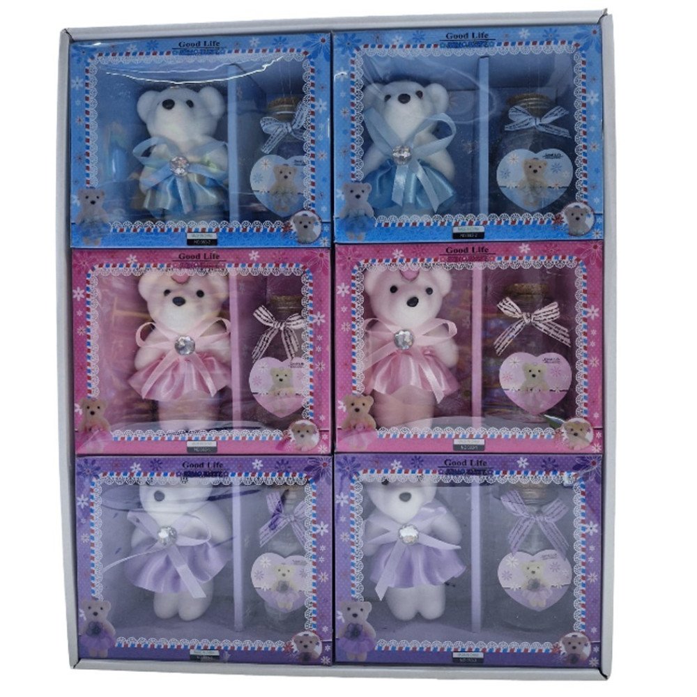 Kutulu 9N Ayıcıklı Işıklı Cam Şişe Hediyelik 