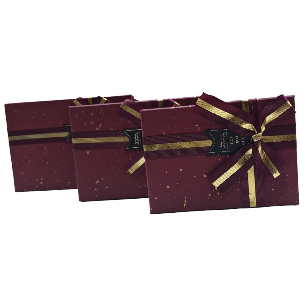 Dikdörtgen K0974 Desenli Hediye Kutusu 3lü