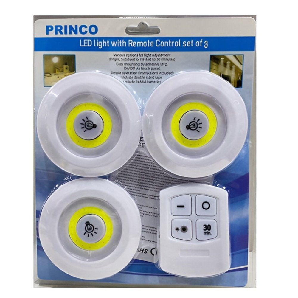 Princo PR13COB Dolap İçi 3lü Kumandalı Pilli Lamba