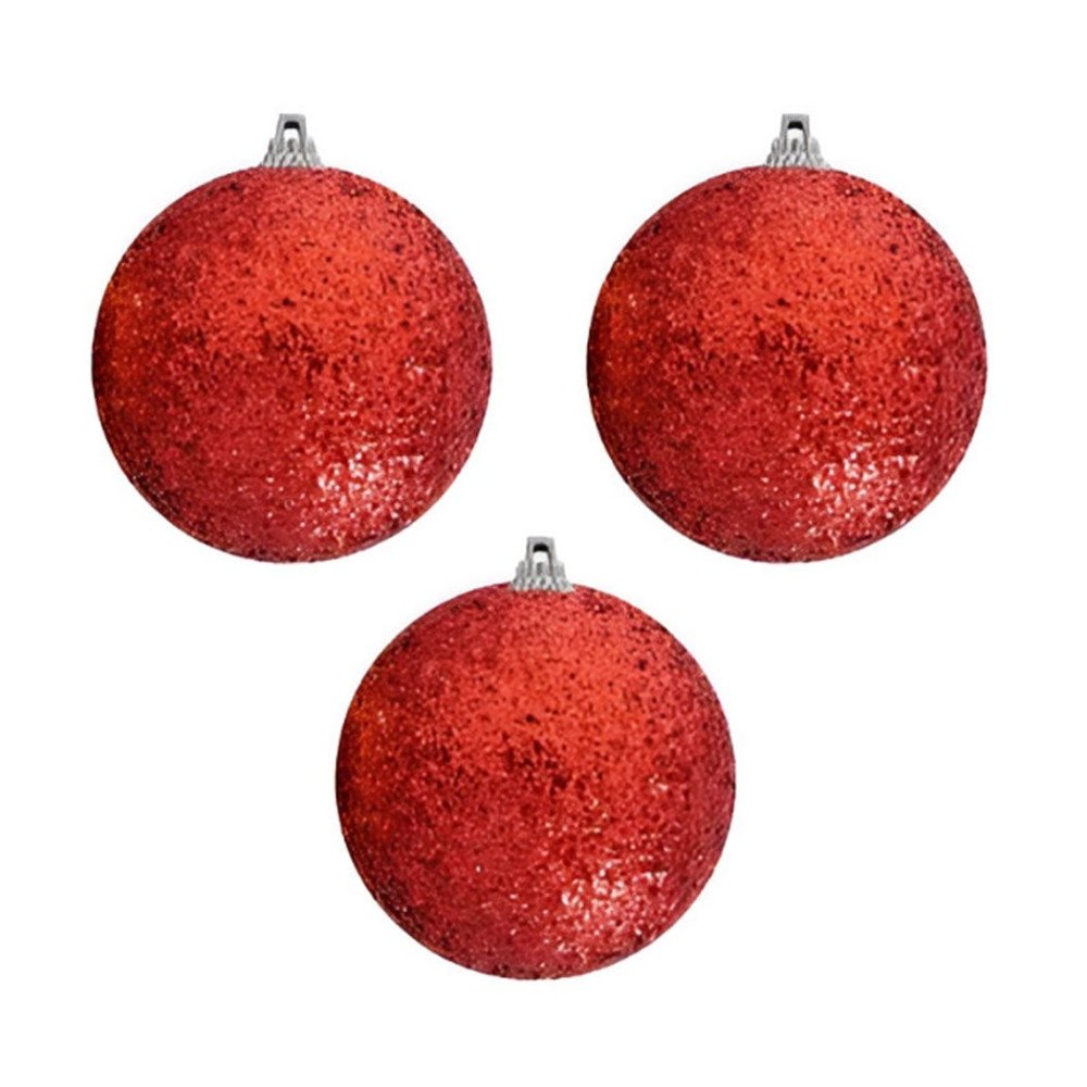 Kutulu Simli Kırmızı 8cm Ağaç Topu 3lü