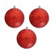 Kutulu Simli Kırmızı 8cm Ağaç Topu 3lü