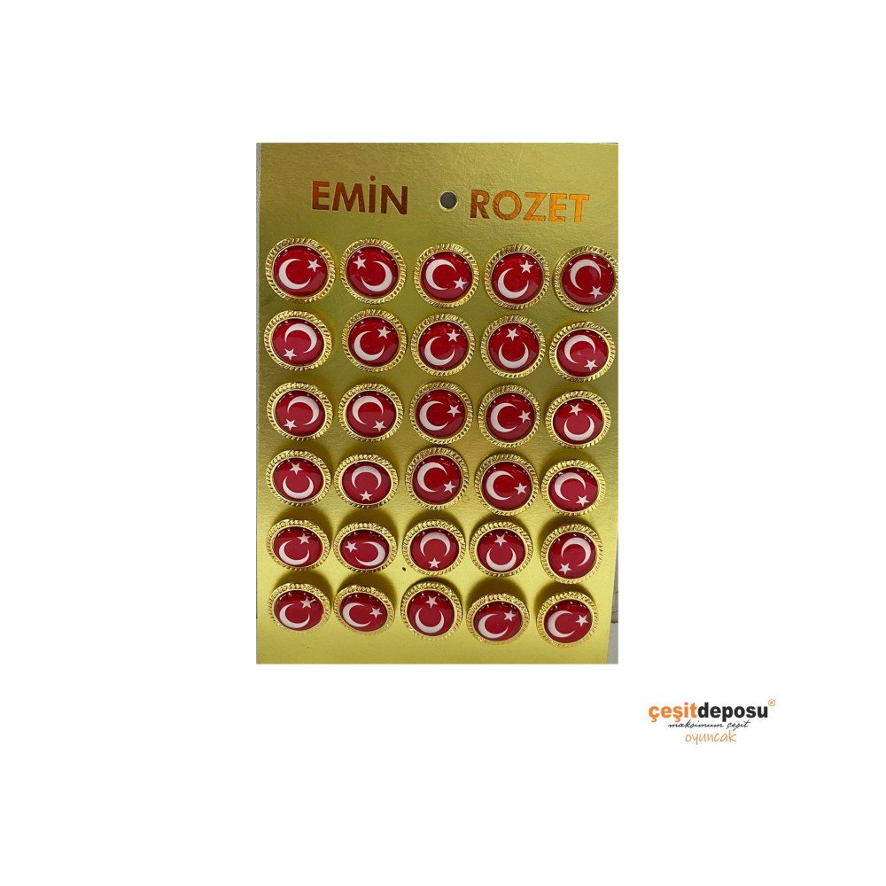 Yaka Rozet EMZ103 Bayrak Baskılı 30lu