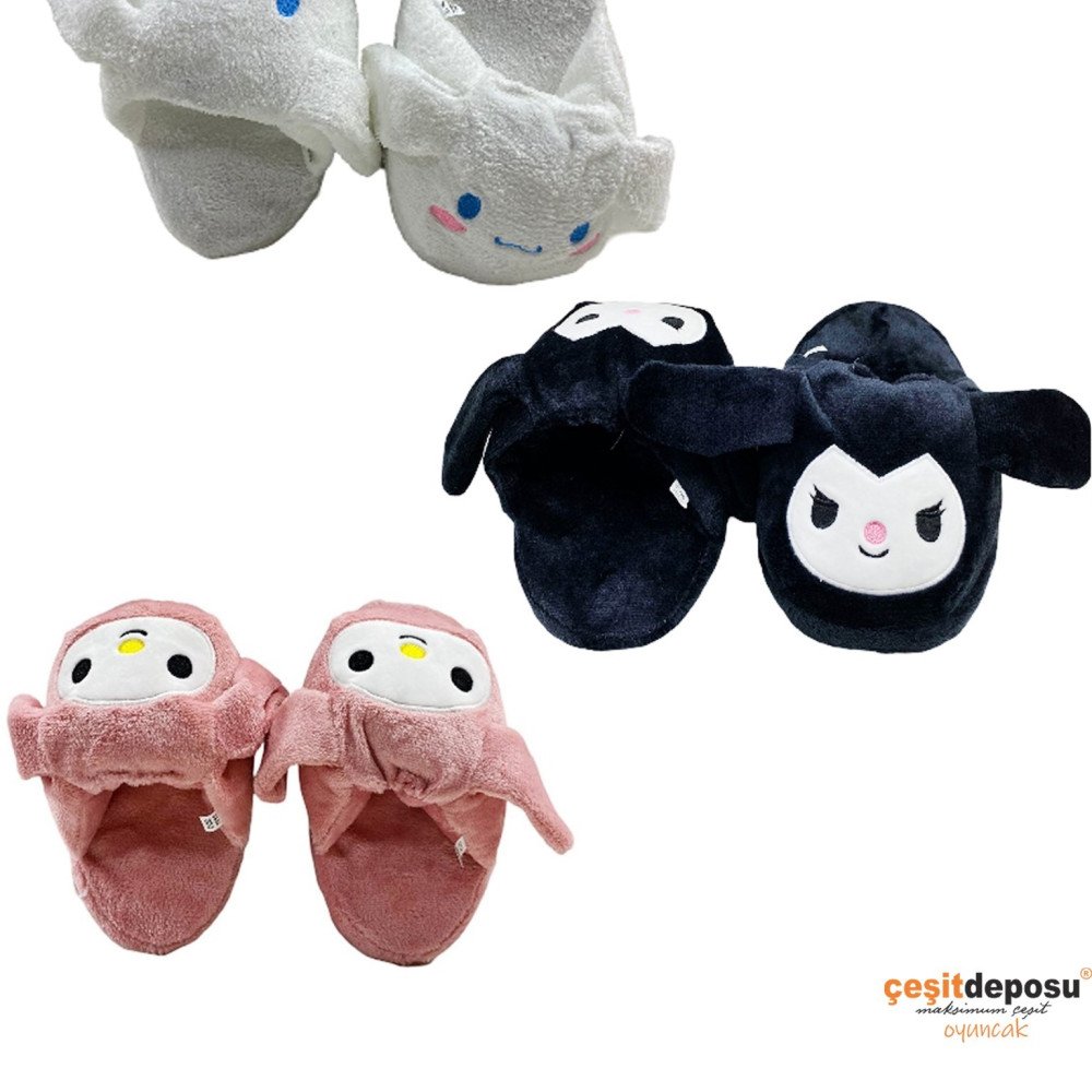 Peluş Karma Kulakları Oynar Terlik 26-38 Seri 10lu