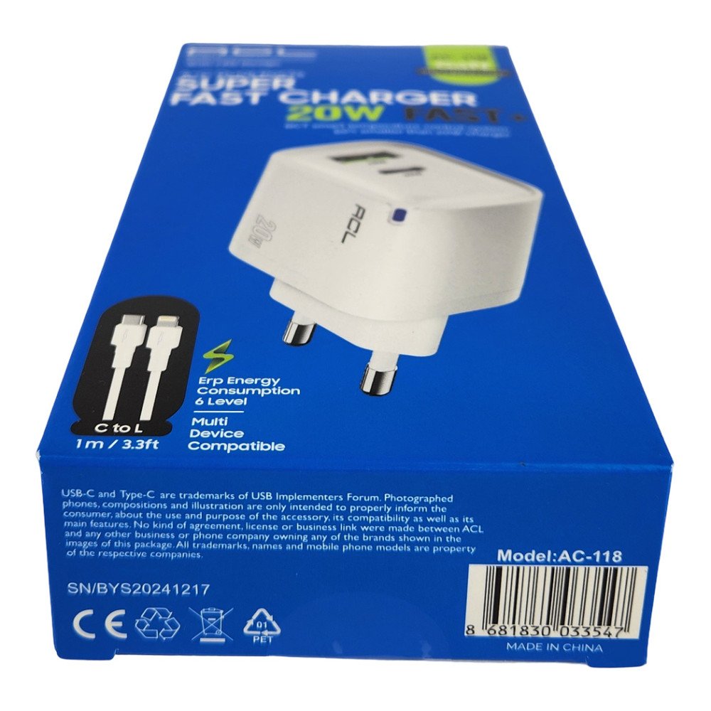 ACL Süper Hızlı Şarj Aleti iPhone 20W AC-118