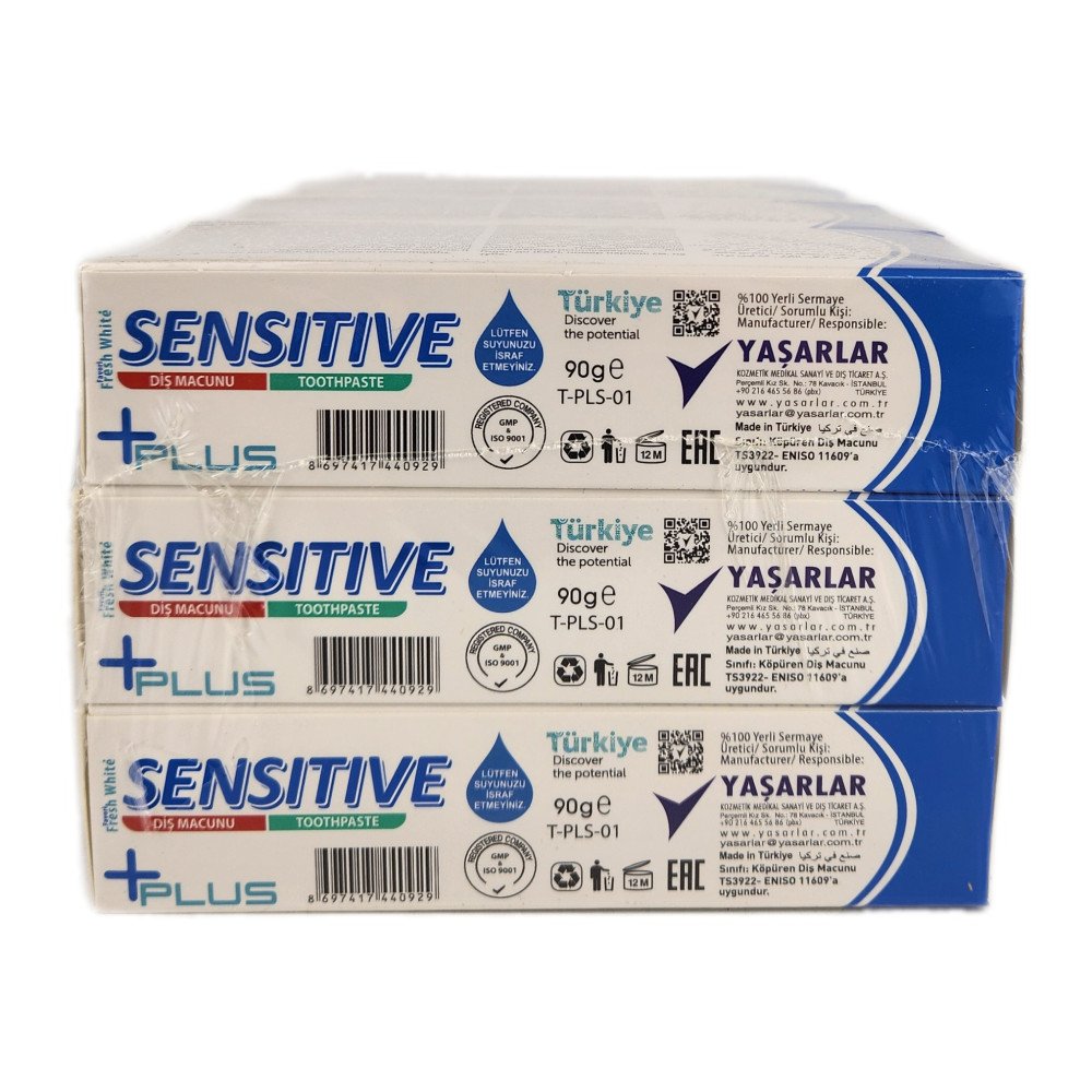Fresh White Sensitive +Plus Hassas Diş ve Diş Etleri İçin Diş Macunu 90 g X 12 Adet