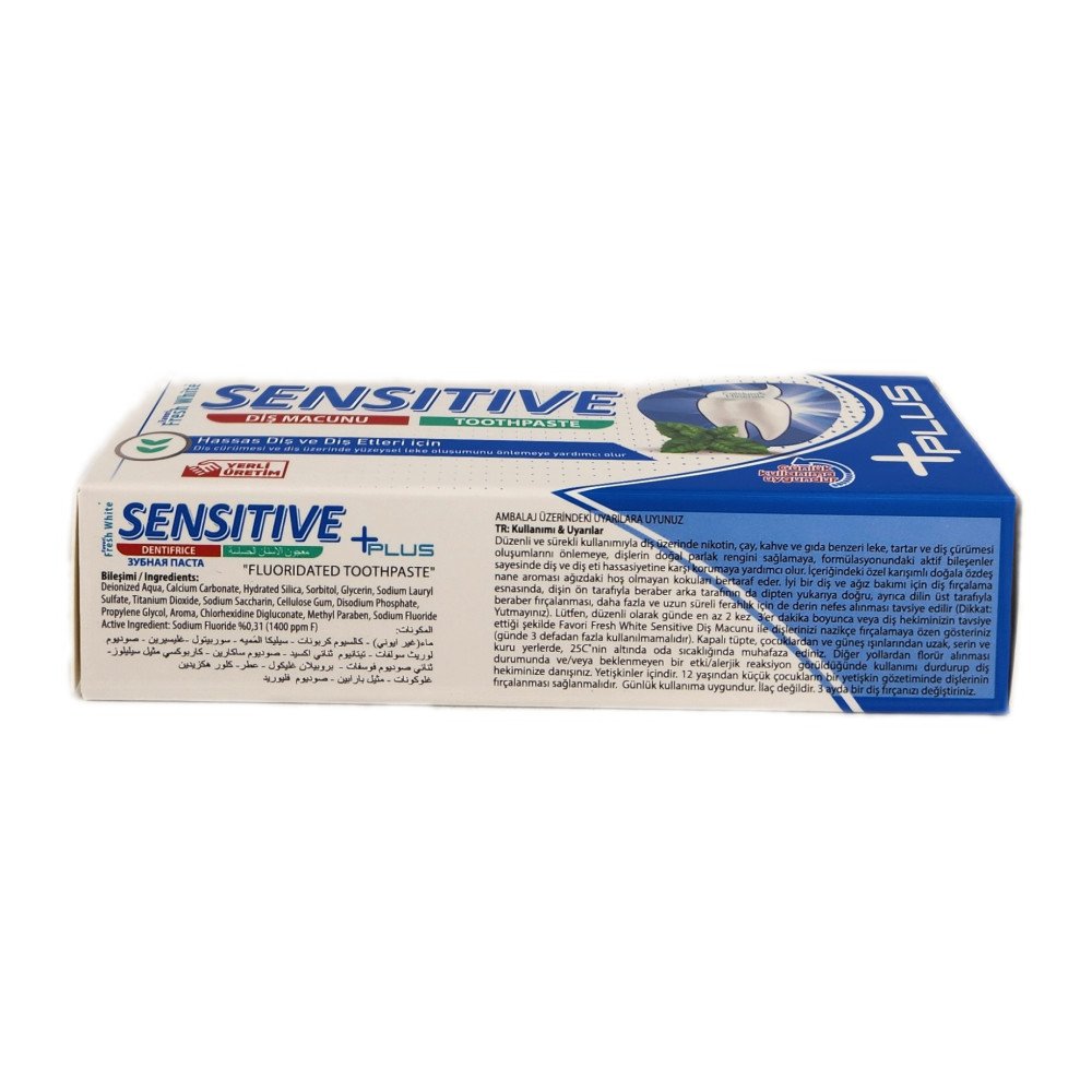 Fresh White Sensitive +Plus Hassas Diş ve Diş Etleri İçin Diş Macunu 90 g X 12 Adet