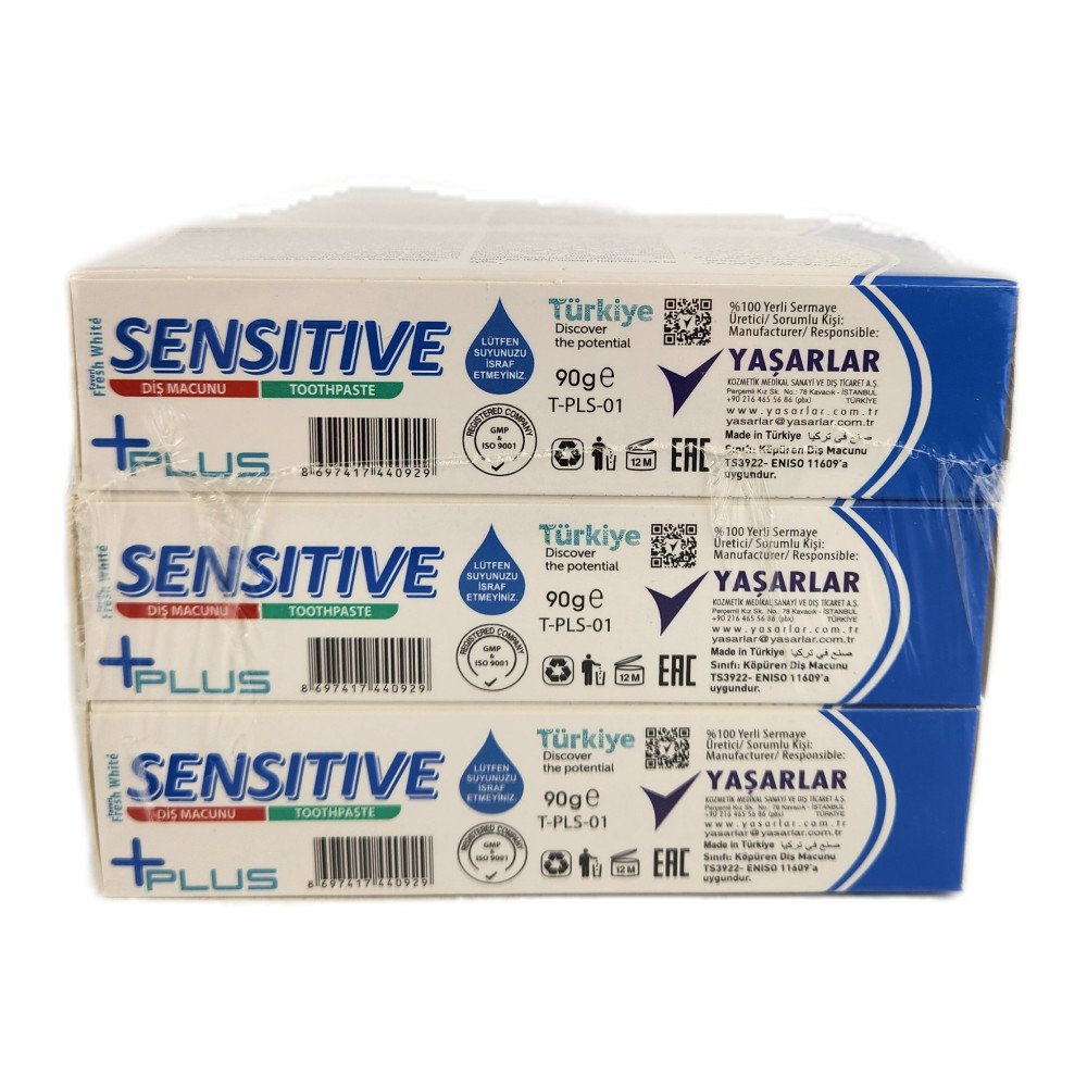 Fresh White Sensitive +Plus Hassas Diş ve Diş Etleri İçin Diş Macunu 90 g X 12 Adet