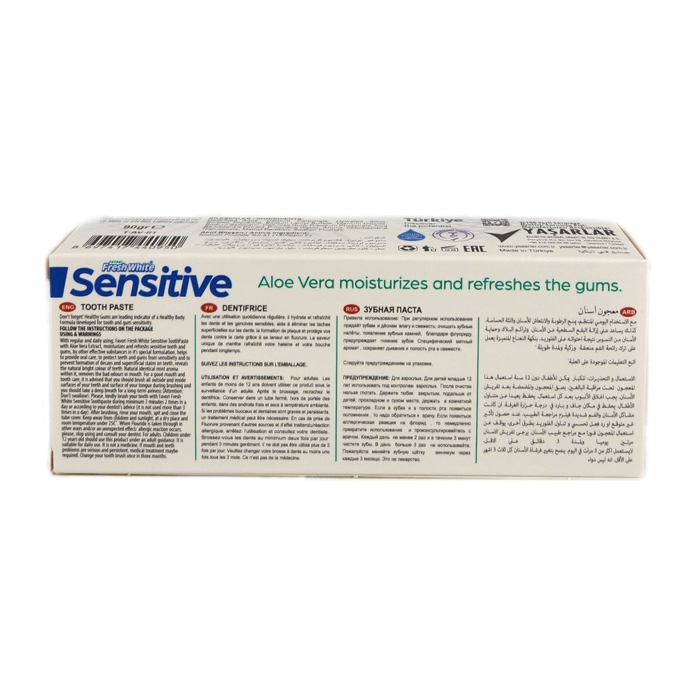 Fresh White Sensitive Aloe Vera Özlü Diş Macunu 90g x 12 Adet
