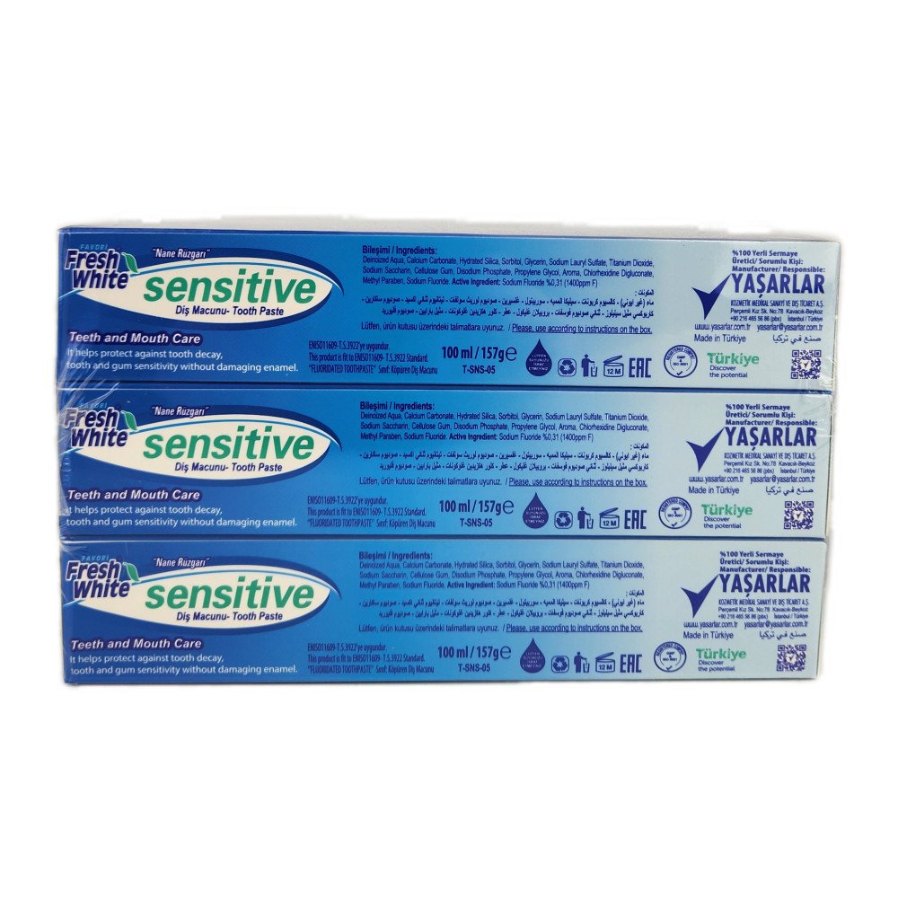 Fresh White Sensitive Hassas Dişler Naneli Diş Macunu 100ml x 12 Adet
