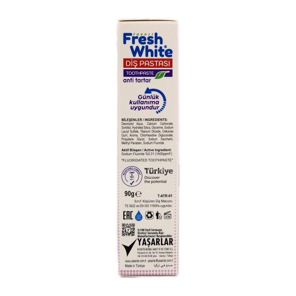 Fresh White Anti Tartar Plak Önleyici Diş Macunu 90g x 12 Adet Fresh White Anti Tartar Plak Önleyici Diş Macunu 90g x 12 Adet