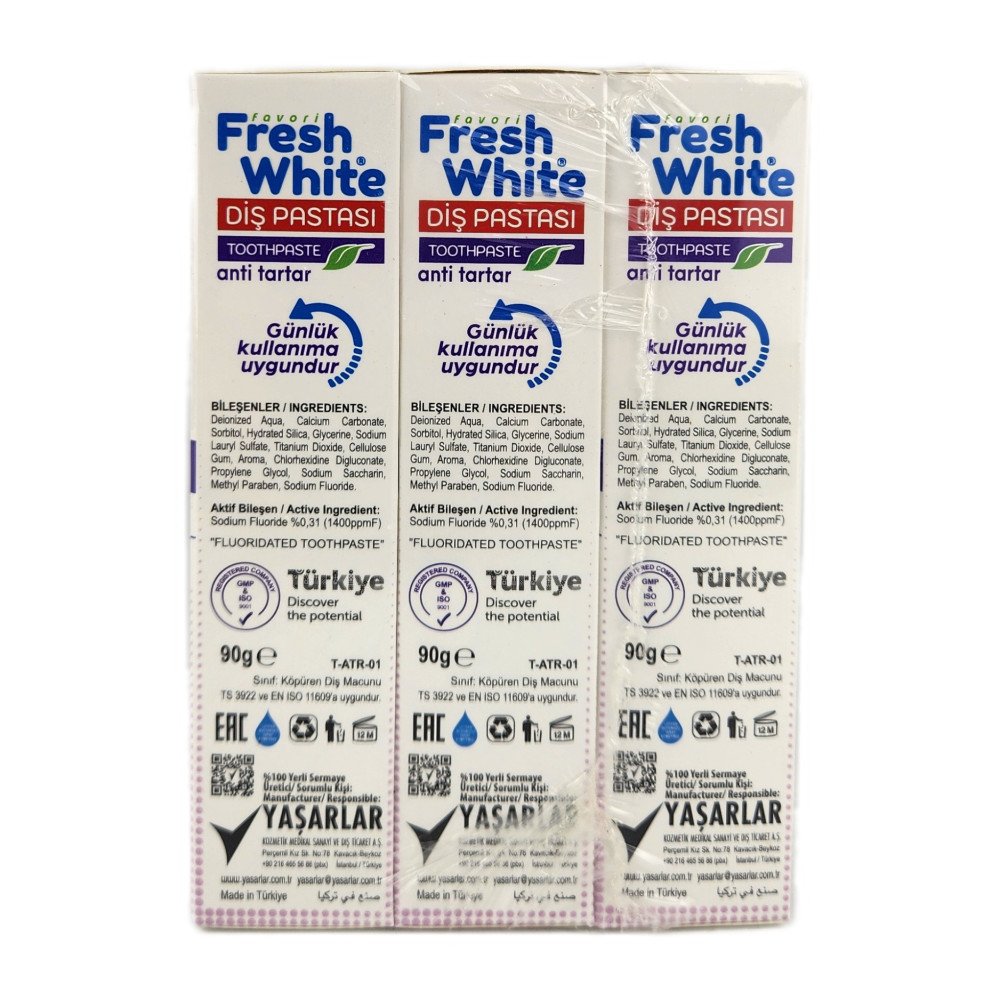 Fresh White Anti Tartar Plak Önleyici Diş Macunu 90g x 12 Adet Fresh White Anti Tartar Plak Önleyici Diş Macunu 90g x 12 Adet
