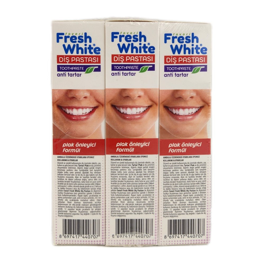 Fresh White Anti Tartar Plak Önleyici Diş Macunu 90g x 12 Adet Fresh White Anti Tartar Plak Önleyici Diş Macunu 90g x 12 Adet