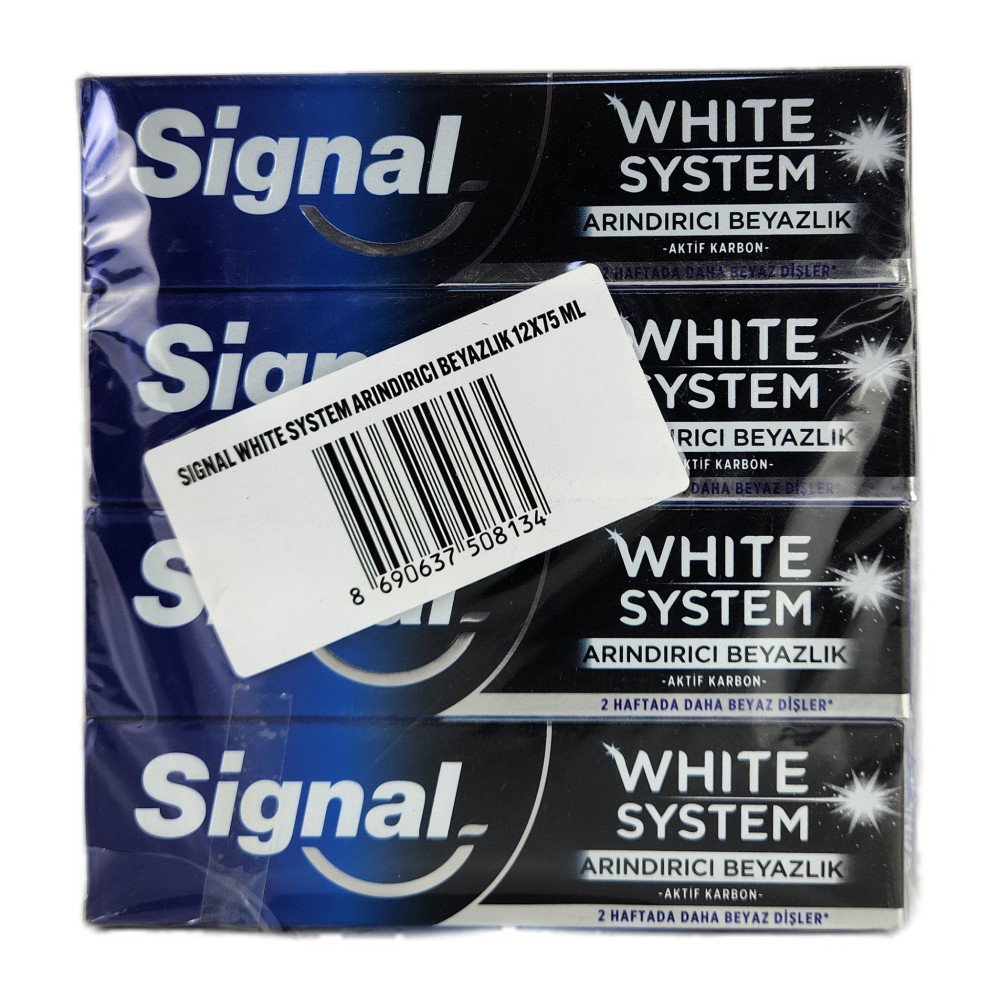 Signal White System Arındırıcı Beyazlık Aktif Karbonlu Diş Macunu 75 ml x 12 Adet