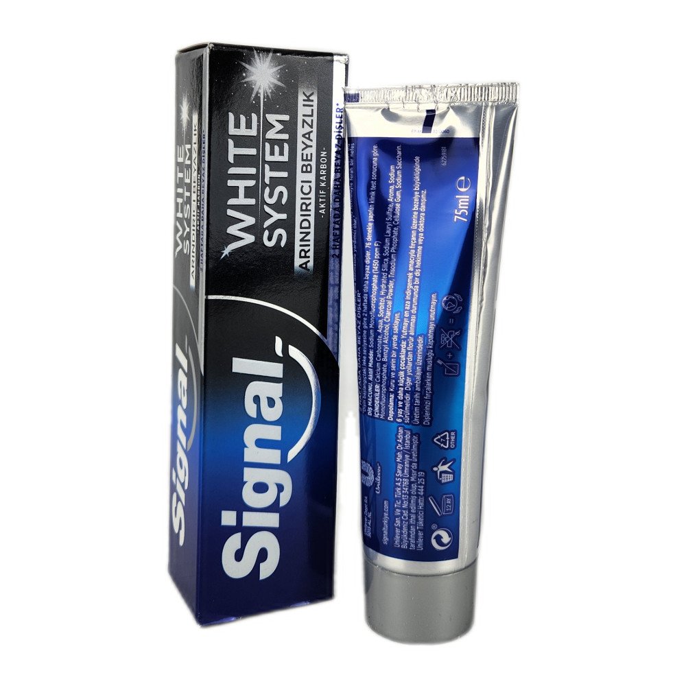Signal White System Arındırıcı Beyazlık Aktif Karbonlu Diş Macunu 75 ml x 12 Adet