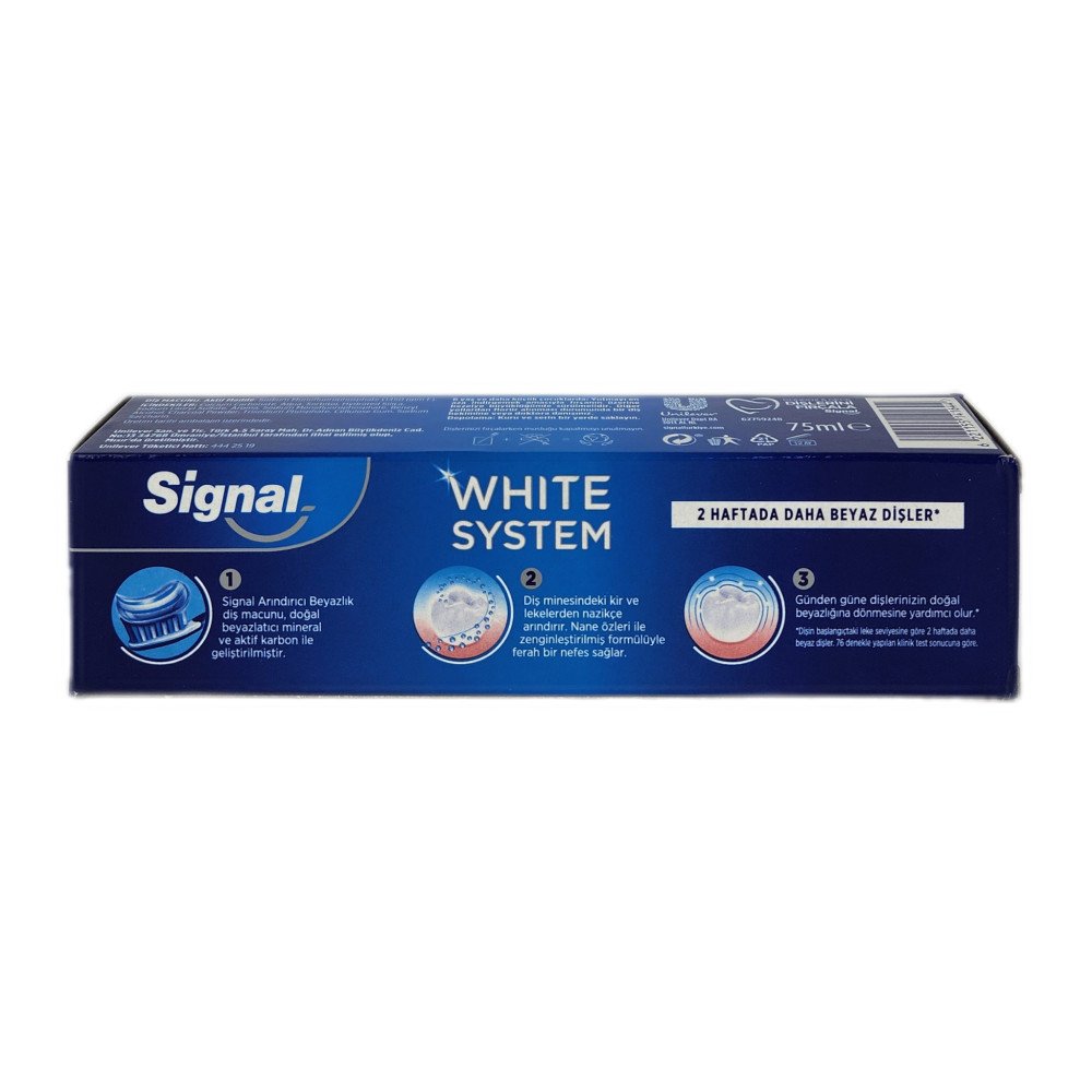 Signal White System Arındırıcı Beyazlık Aktif Karbonlu Diş Macunu 75 ml x 12 Adet