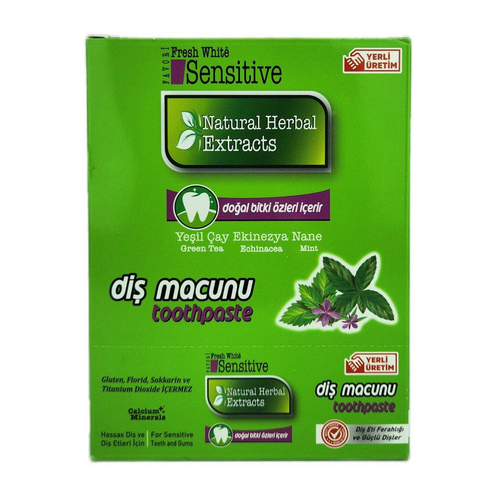 Fresh White Sensitive Doğal Bitki Özlü Diş Macunu 75 ml x 12 Adet