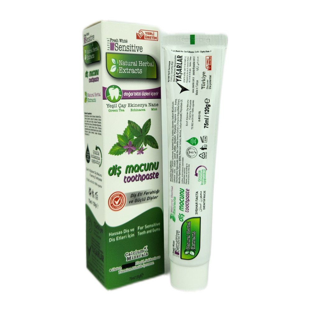 Fresh White Sensitive Doğal Bitki Özlü Diş Macunu 75 ml x 12 Adet