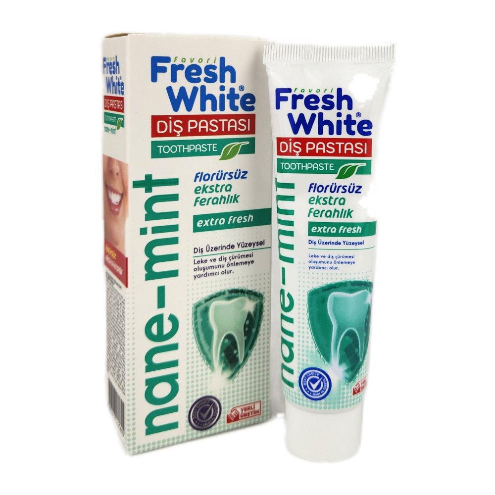 Fresh White Nane-Mint Florürsüz Diş Macunu 90g x 12 Adet