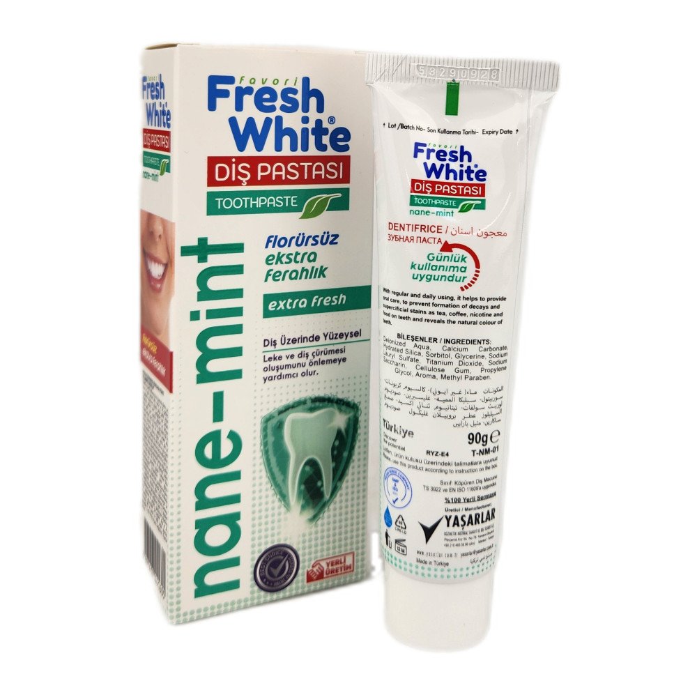Fresh White Nane-Mint Florürsüz Diş Macunu 90g x 12 Adet Fresh White Nane-Mint Florürsüz Diş Macunu 90g x 12 Adet
