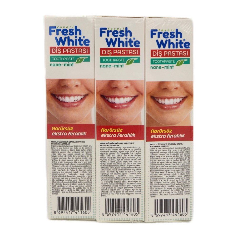 Fresh White Nane-Mint Florürsüz Diş Macunu 90g x 12 Adet Fresh White Nane-Mint Florürsüz Diş Macunu 90g x 12 Adet