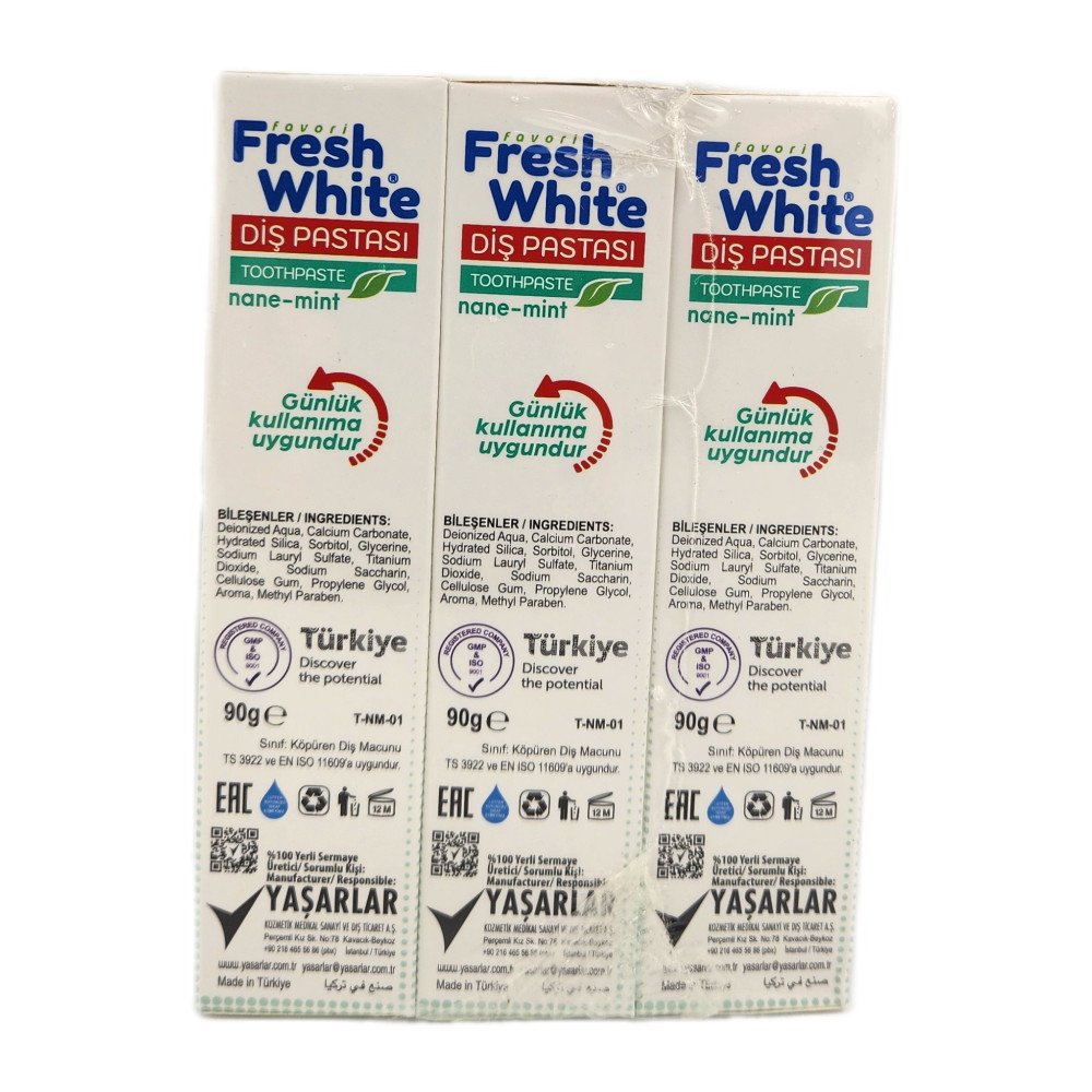 Fresh White Nane-Mint Florürsüz Diş Macunu 90g x 12 Adet Fresh White Nane-Mint Florürsüz Diş Macunu 90g x 12 Adet