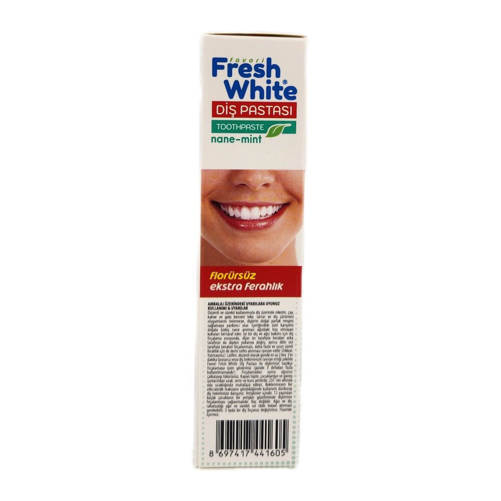 Fresh White Nane-Mint Florürsüz Diş Macunu 90g x 12 Adet Fresh White Nane-Mint Florürsüz Diş Macunu 90g x 12 Adet