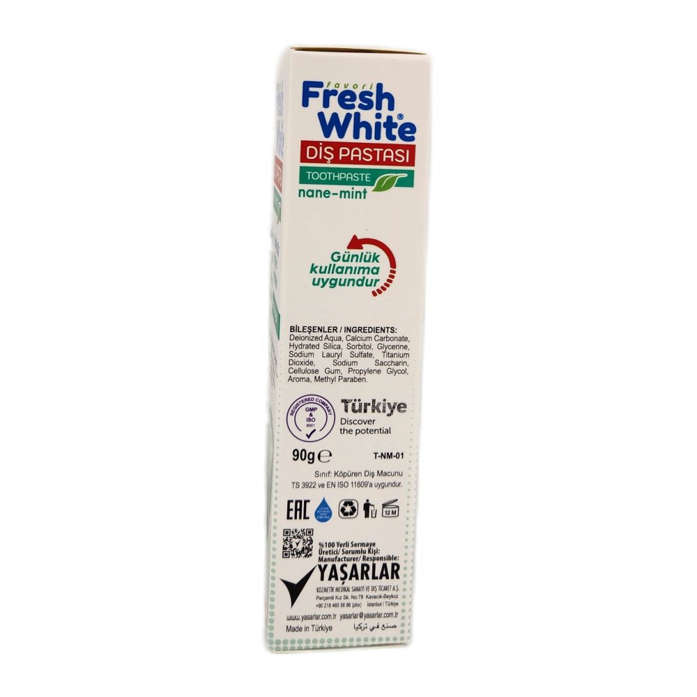 Fresh White Nane-Mint Florürsüz Diş Macunu 90g x 12 Adet Fresh White Nane-Mint Florürsüz Diş Macunu 90g x 12 Adet