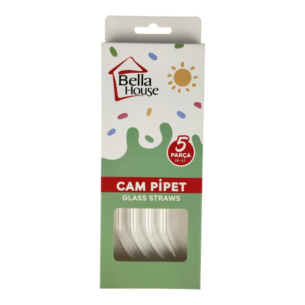 Bella House Şeffaf Cam Pipet 5’li X 12 Adet K-6340