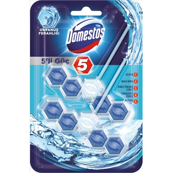 Domestos İkili Wc Blok 5'li Güç Okyonus Ferahlığı 100 gr x 7 Adet