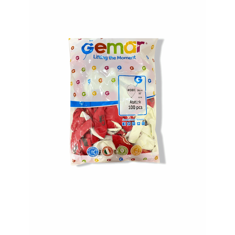 Balon Gemar Atatürk Baskılı 10inch 100lü Balon Gemar Atatürk Baskılı 10inch 100lü