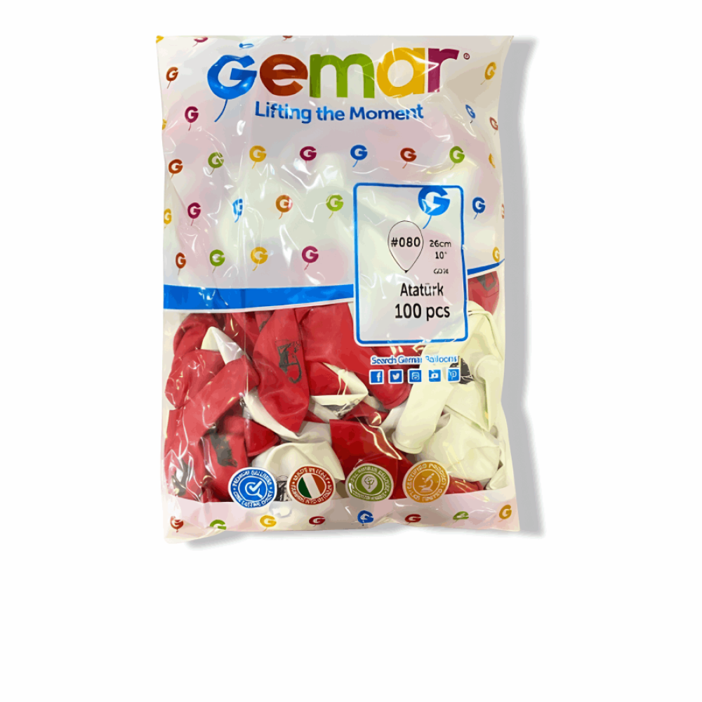 Balon Gemar Atatürk Baskılı 10inch 100lü