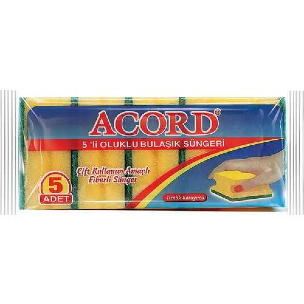 Acord Ufak Oluklu Sünger *5Adetlix36Paket