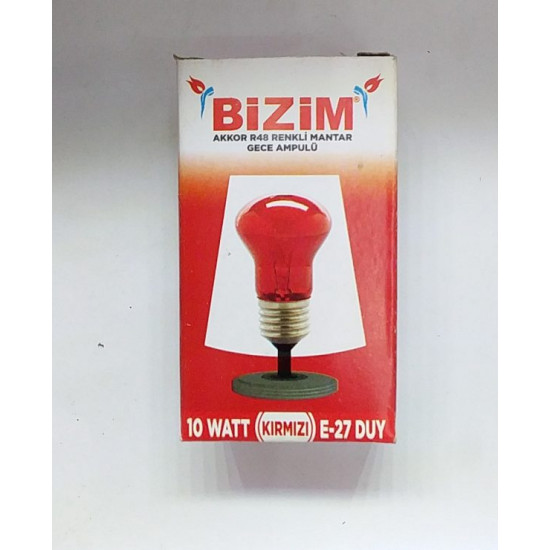 Bizim Gece Ampul 10W Kırmızı *10 Ad