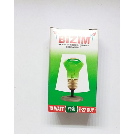 Bizim Gece Ampul 10W Yeşil *10 Ad