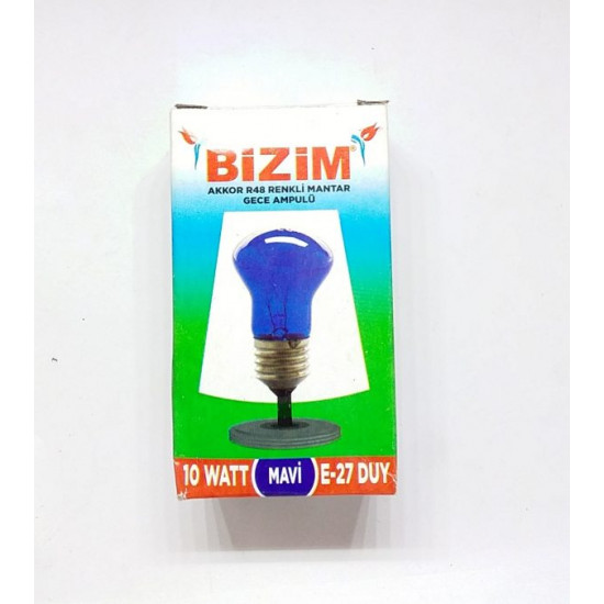 Bizim Gece Ampul 10W Mavi *10 Ad